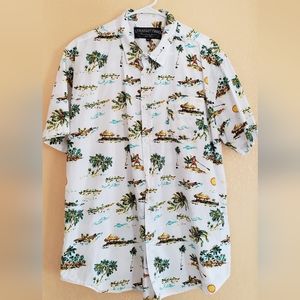 Straight Faded Button Up Short Sleeved